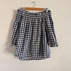 Kate Spade Gingham Off the Shoulder Blouse 100% Cotton S